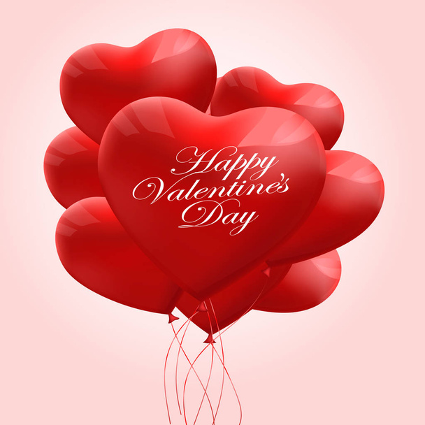 Valentines day background with Heart Shaped Balloons. Vector illustration. Romantic design - Vektor, Bild