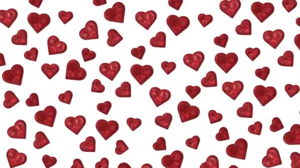 glänzende rote Herzen, die sich spiegeln. Banner-Animation zum Valentinstag - Filmmaterial, Video