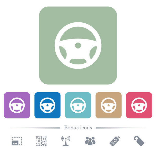 Volant ploché ikony na barvu zaoblený čtverec pozadí - Vektor, obrázek