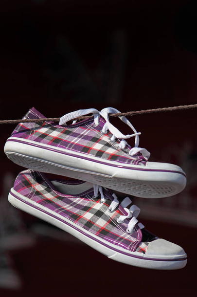 Canvas shoes, Hanging on a rope - Photo, Image