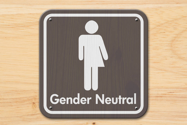 Σημάδι transgender, καφέ και λευκή υπογράψει με ένα σύμβολο transgender με κείμενο γένος ουδέτερο σε ξύλο - Φωτογραφία, εικόνα