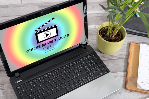 Laptop screen with online movie tickets buying concept - Photo, Image