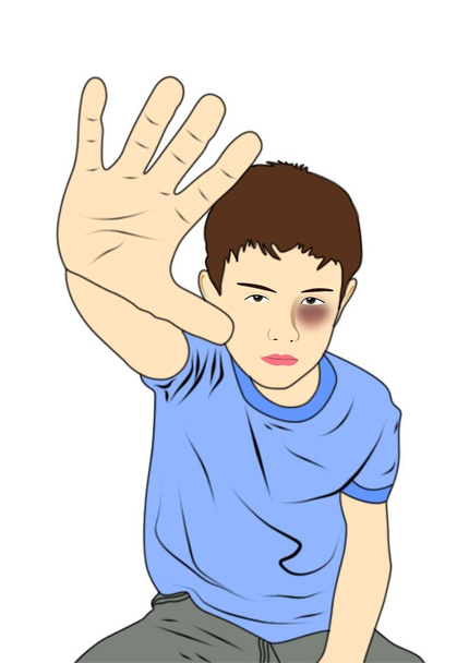 Scared Victim of Child abuse  - Vector, Image