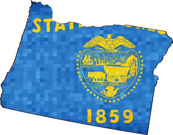 Grunge Oregon Térkép zászló belül - illusztráció, absztrakt grunge, vektor megjelenítése az Oregon Oregon mozaik zászlaja - Vektor, kép