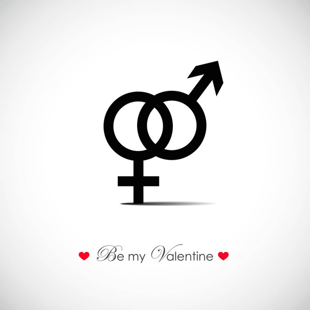 być moim valentine szczęśliwy Walentynki płci męskiej i żeńskiej symbol - Wektor, obraz