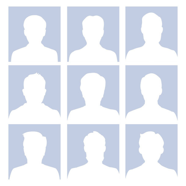 Férfi avatar emberi üres arcok emberek mellszobor karakter, lapos design - vektor-illusztráció - Vektor, kép