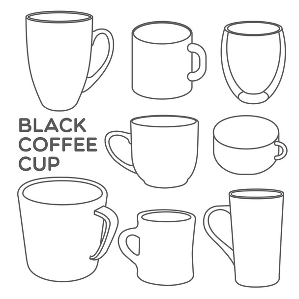 Collections of coffee cups in different shapes. - Vector, Image