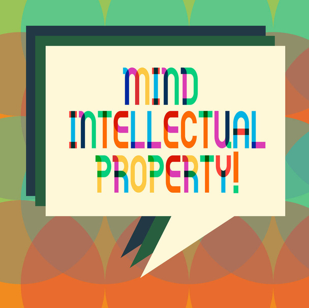 Word writing text Mind Intellectual Property. Business concept for Refers to creations of the mind such as invention Stack of Speech Bubble Different Color Blank Colorful Piled Text Balloon - Photo, Image