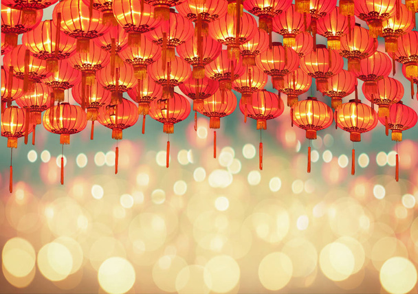 Chinese nieuwjaarslantaarns in chinatown. - Foto, afbeelding