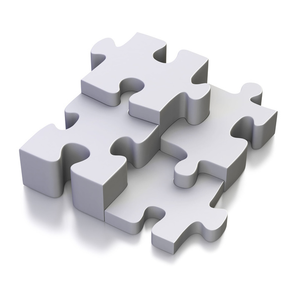 Quatre parties d'un puzzle ou d'une solution
 - Photo, image