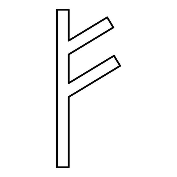 Fehu rune F symbol feoff own wealth icon black color vector illustration flat style simple image - Vector, Image