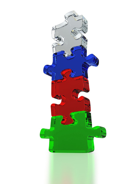 Cuatro partes de una solución vertical o rompecabezas
 - Foto, imagen