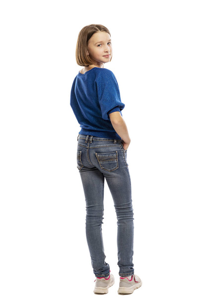Cute teen girl in full growth, isolated on white background - Фото, зображення