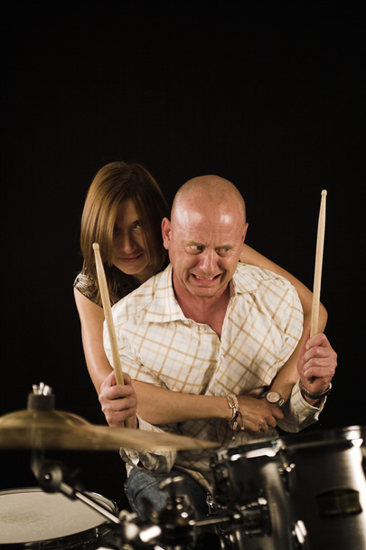 Woman drummer playing - Photo, Image