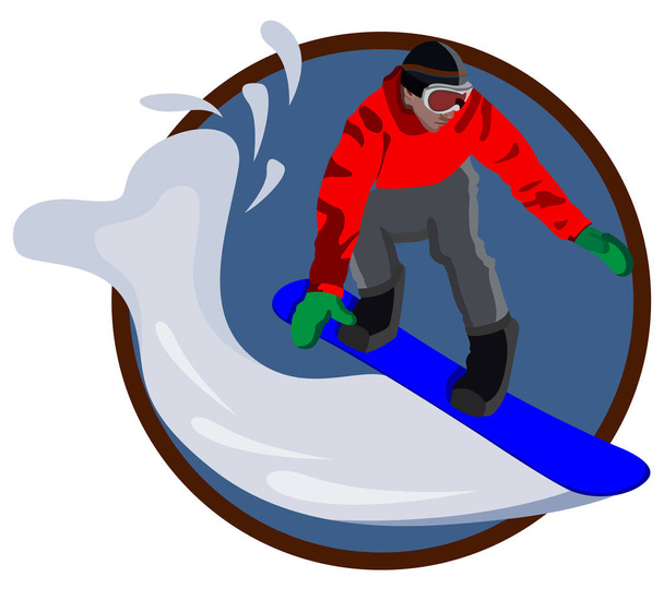 icon, snowboard em snowboard, Esportes de inverno, vector isolado em fundo branco
 - Vetor, Imagem