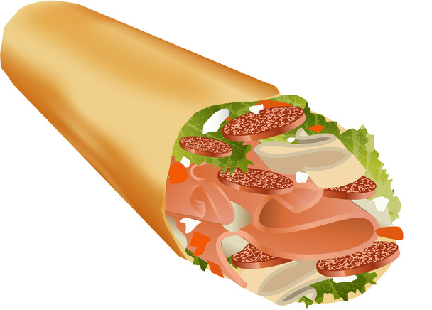 Käse-Schinken-Wrap - Vektor, Bild