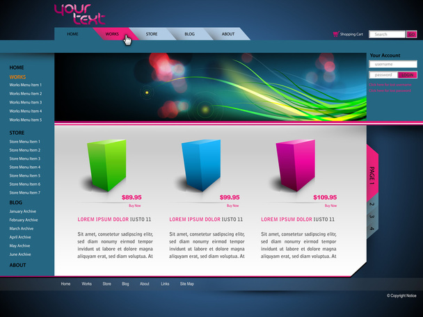 Современный векторный шаблон веб-сайта с дизайном баннеров
 - Вектор,изображение
