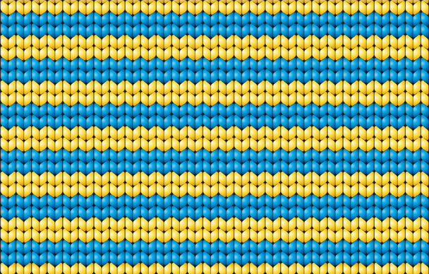 Vector seamless background. Knitted fabric with blue and yellow stripes - Vector, Image