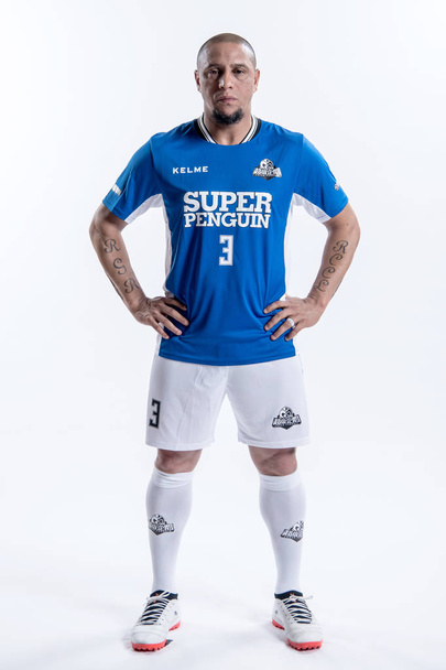 **EXCLUSIVE**Portrait of Brazilian former football player Roberto Carlos for the 2018 Super Penguin Soccer Celebrity Game in Shanghai, China, 31 May 2018. - Valokuva, kuva