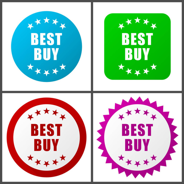 Best buy vector icon set. Flat design web icons in eps 10. Colorful internet buttons in four versions - Vektör, Görsel