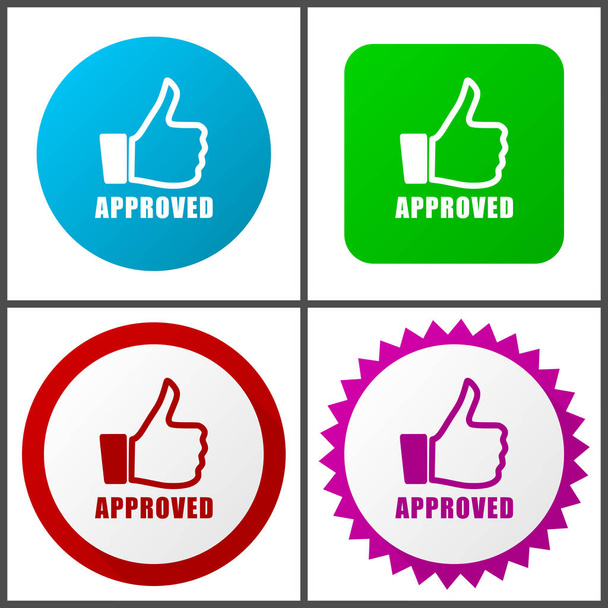Approved vector icon set. Flat design web icons in eps 10. Colorful internet buttons in four versions - Vector, Image