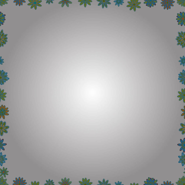 Vector. Foto in witte, blauwe en groene kleuren. Naadloze patroon. Doodles elementen hand getekende frames. - Vector, afbeelding