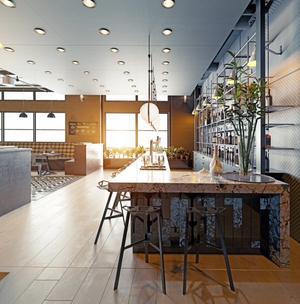 modern restaurant interior design. 3d rendering concept - Photo, Image