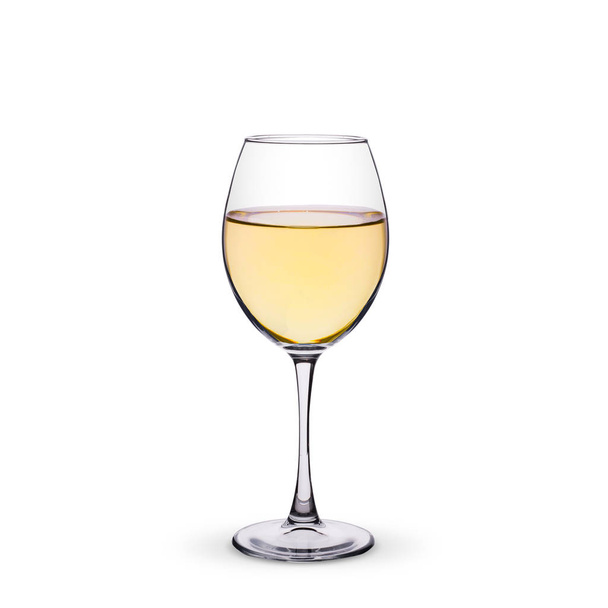 glass of white wine on a white background - Foto, afbeelding
