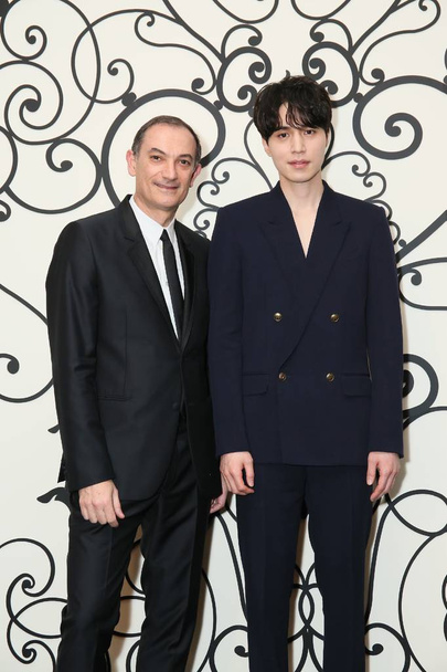 South Korean actor Lee Dong-wook, right, attends a promotional event for Givenchy in Hong Kong, China, 15 March 2018. - Zdjęcie, obraz