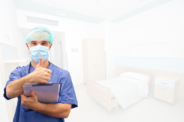 Arzt auf Schlafzimmer Hintergrund - Foto, Bild