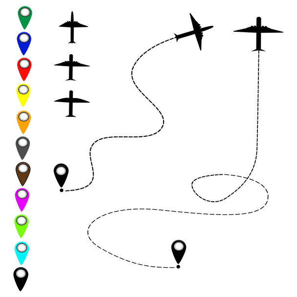 Samolot i toru ikona na białym tle - Wektor, obraz