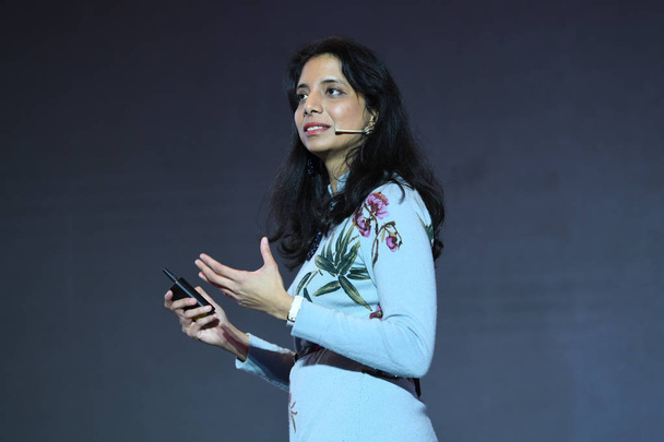 Anima Anandkumar, Principal Scientist of AWS (Amazon Web Services), attends the EmTech China at the China World Hotel in Beijing, China, 28 January 2018 - Photo, image