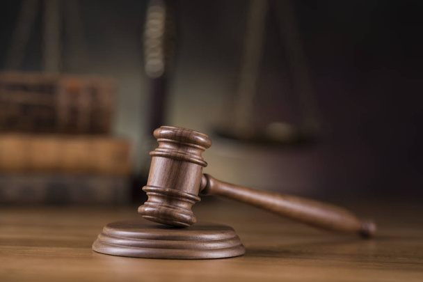 Law wooden gavel barrister, justice concept, legal system concept - Foto, imagen