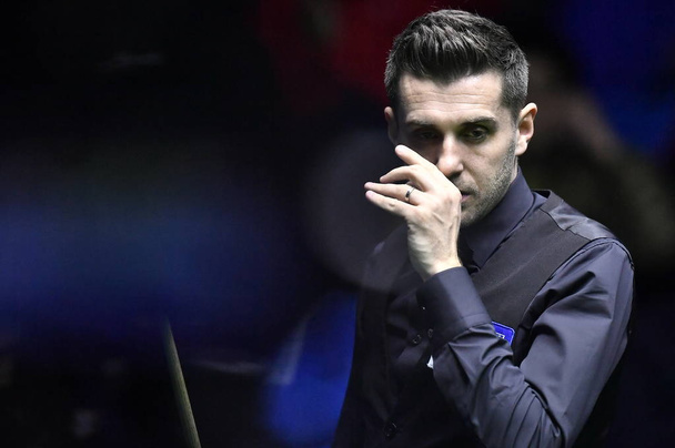 Mark Selby of England considers a shot to Lyu Haotian of China in their third round match during the 2018 World Snooker China Open in Beijing, China, 5 April 2018 - Photo, image