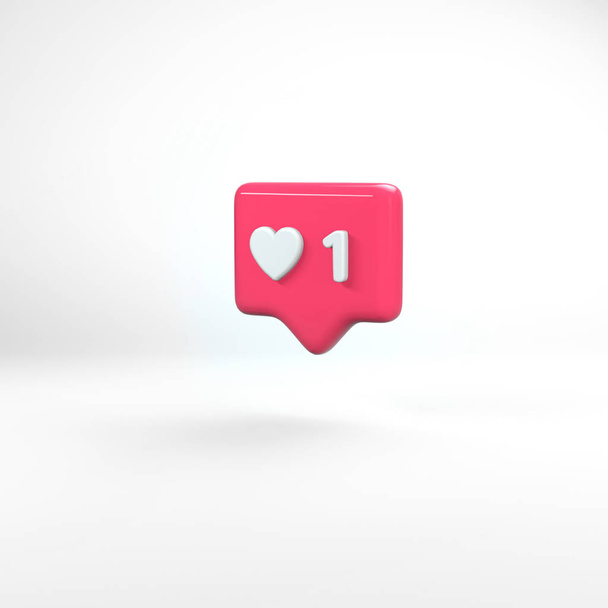 fett rosafarbene 3D-Darstellung. glänzend glänzende Kunststoffoptik. weißer Hintergrund mit Schatten. Kontowachstum, Interaktion und Vernetzung der Menschen, Internetsucht. digitales Leben und Emotionen. - Foto, Bild