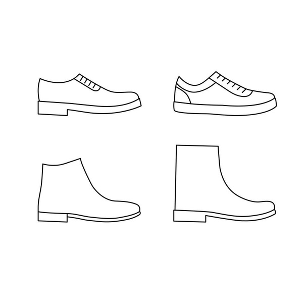 概要男性靴のさまざまな種類のベクトルを設定します。男性靴アイコンを概要します。. - ベクター画像