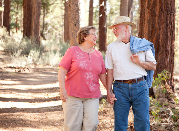 Loving Senior Couple Walking Outdoors - Photo, Image