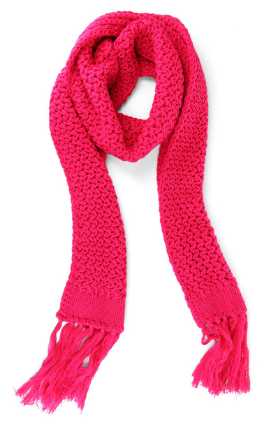 Warm knitted scarf pink isolated on white - Foto, Imagem