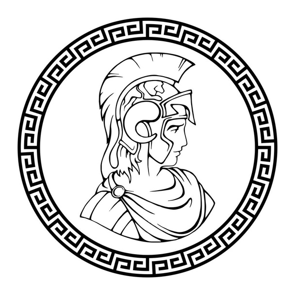 Patrón griego redondo antiguo. Alejandro Magno de Macedonia
. - Vector, Imagen