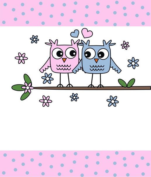 Two owls in love - Vector, Image