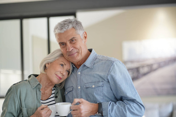 Loving portrait of modern senior couple indoors                              - Photo, Image