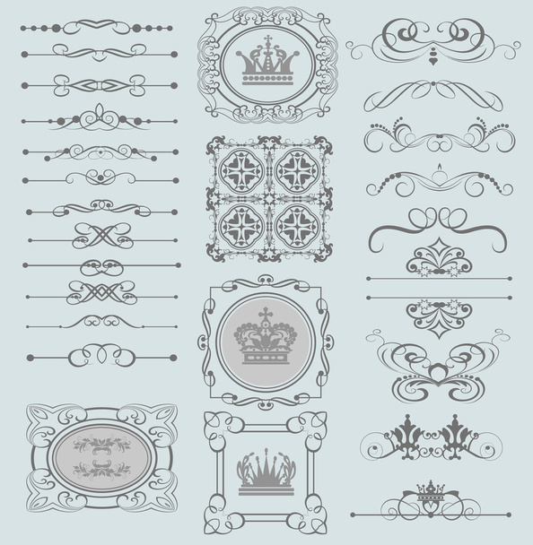 Conjunto de vectores. Pergaminos victorianos. Elementos decorativos
 - Vector, Imagen