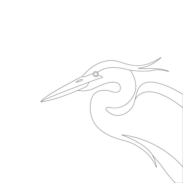  heron  head , vector illustration ,  lining draw, profile  - Vector, Image