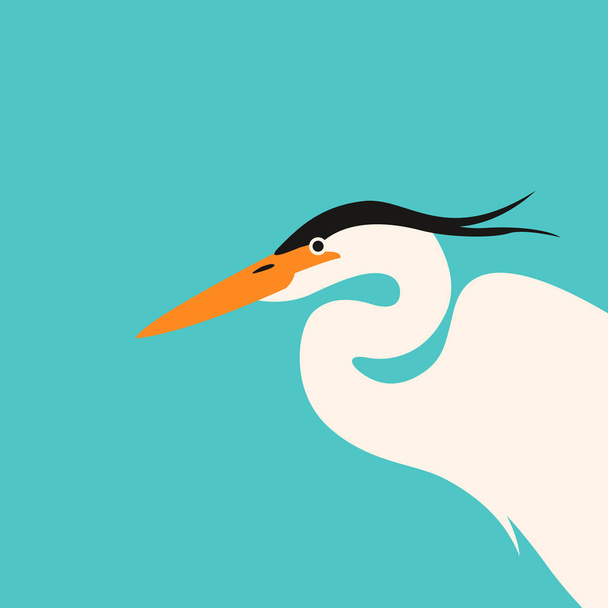  heron  head , vector illustration , flat style, profile  - Vector, Image