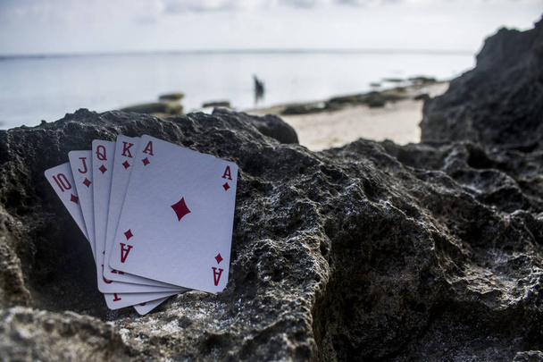 πόκερ κάρτα Diamond Φλος Ρουαγιάλ gamble παραλία θέμα - Φωτογραφία, εικόνα