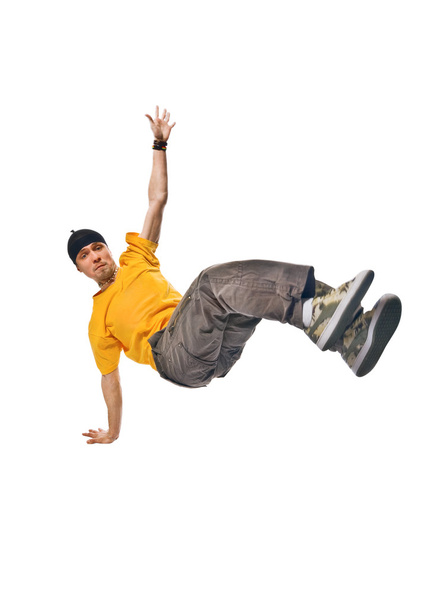 Cool breakdancer making out on white background - Фото, зображення