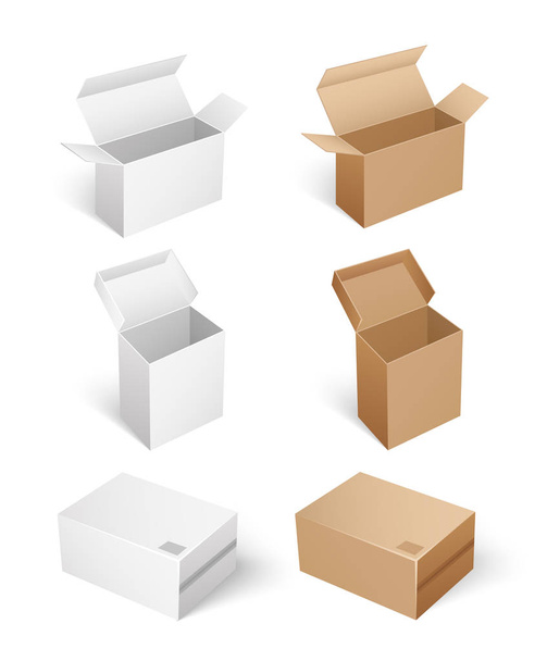 Square Shaped Carton Boxes for Products Keeping - Vettoriali, immagini