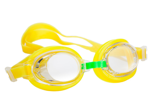 izole üzerinde Beyaz Sarı çocuk yüzme gözlüğü - Fotoğraf, Görsel