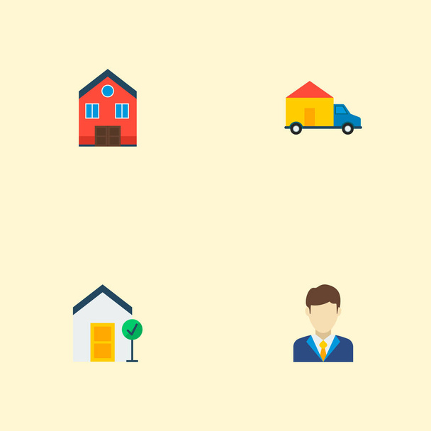 Set of immovable icons flat style symbols with home, good property, realtor and other icons for your web mobile app logo design. - Photo, Image