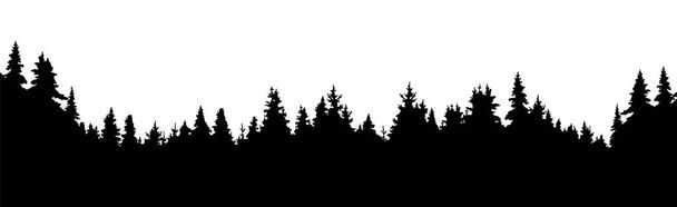 Лес хвойных деревьев, векторный фон силуэта
 - Вектор,изображение